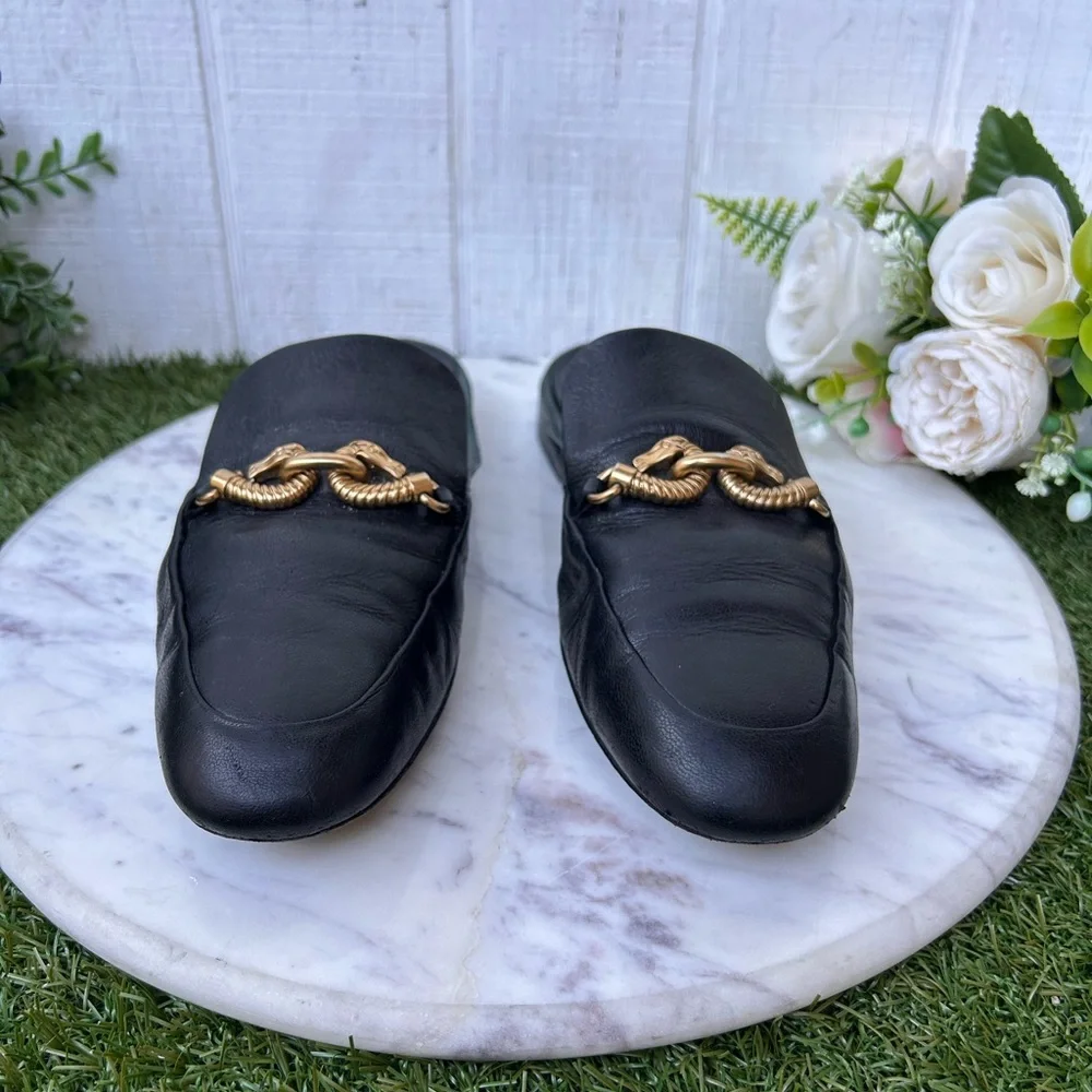 Tory Burch Jessa Backless Loafers Women  $298 Color: Perfect Black size 8.5